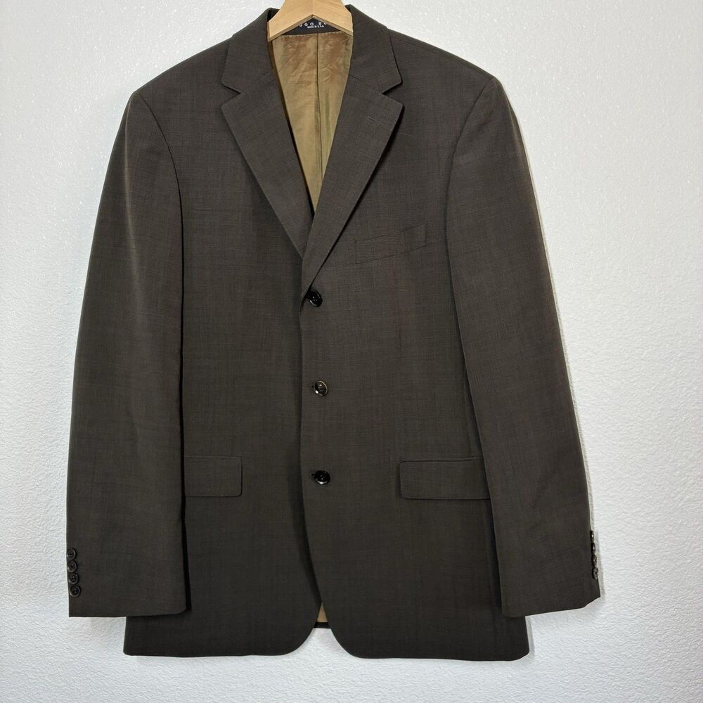 Hugo Boss Blazer Sport Coat Mens 40 Brown Wool Single Breasted Notch Lapel USA